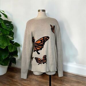 PacSun Butterfly Crewneck Sweater Medium Thick Knit